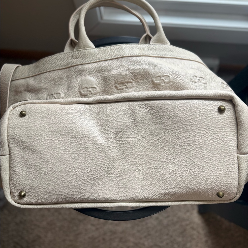 Cream Skull Embossed Handbag - Picture 2 of 4